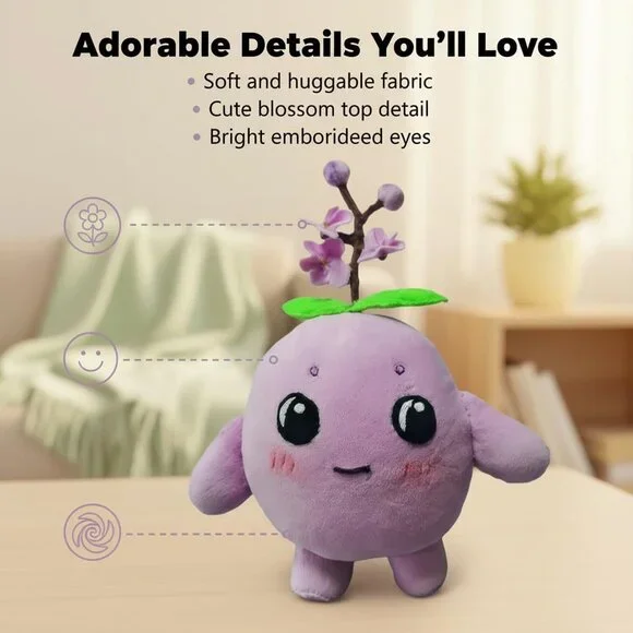 Unique Purple Plush Handmade Soft Stuffed Plum Doll Original Design Cute - Picture 4 of 6